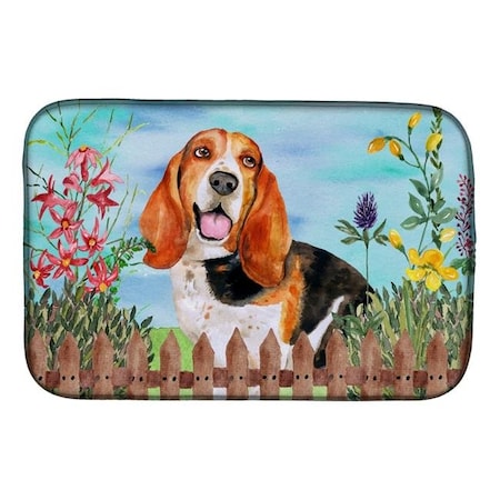 Carolines Treasures Carolines Treasures CK1266DDM Basset Hound Spring Dish Drying Mat CK1266DDM